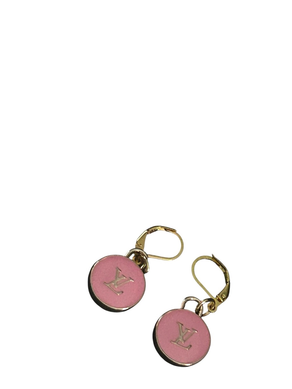 Multicolor Monogram Silk Bow Scrunchie with Pink LV Charm Earrings - Picture 5 of 7